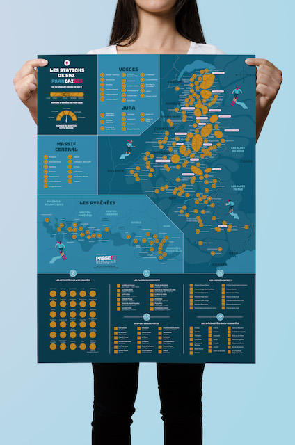 Poster à gratter des stations de ski de France